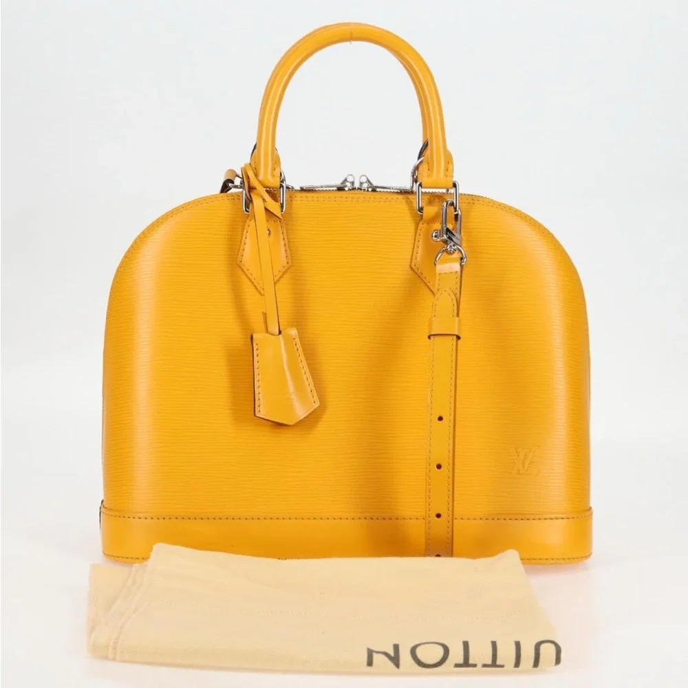 LOUIS VUITTON Epi Alma Citron PM Hand Bag Mimosa with the Matching LV strap